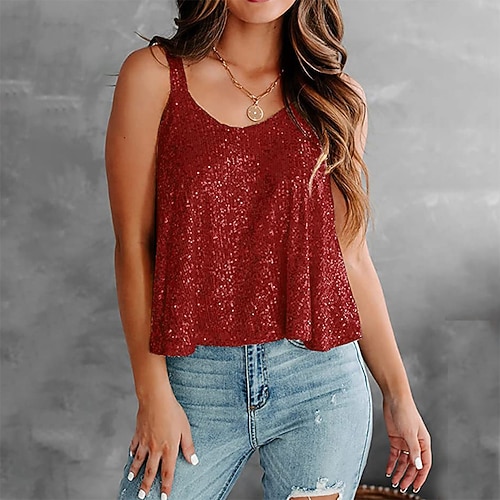 Mardi Gras 2026 Karneval Trägertop Tanktop Pailletten Erwachsene Damen Karneval Karneval in Rio Party Leistung Einfaches Karnevalskostüm Verkleiden Image