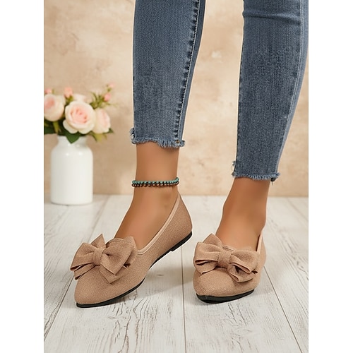 Elegante, mandelförmige Damenschuhe mit spitzer Zehenpartie und großer Schleife, ideal zum Hineinschlüpfen – perfekt für Alltag, Arbeit, Freizeit und Frühlings-/Sommerveranstaltungen. Image