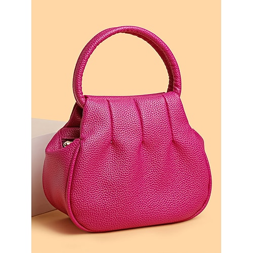 Damenhandtasche aus Kunstleder – in verschiedenen Farben erhältlich, mit elegantem runden Henkel, strapazierfähig und geräumig – perfekt für legere Alltags- und Abendoutfits.