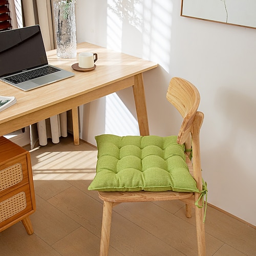 Weiches, bequemes, einfarbiges Leinenkissen mit Antirutschfunktion und Gurten, ideal für Zuhause, Büro, Bar, Esszimmer, Stuhl, Garten oder als Bodenkissen. Image