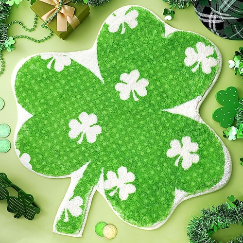 Fußmatte zum St. Patrick's Day, Kleeblatt-Küchenmatte, dekorative Fußmatte für den Eingangsbereich – festliche Dekoration für Ihr Zuhause Image