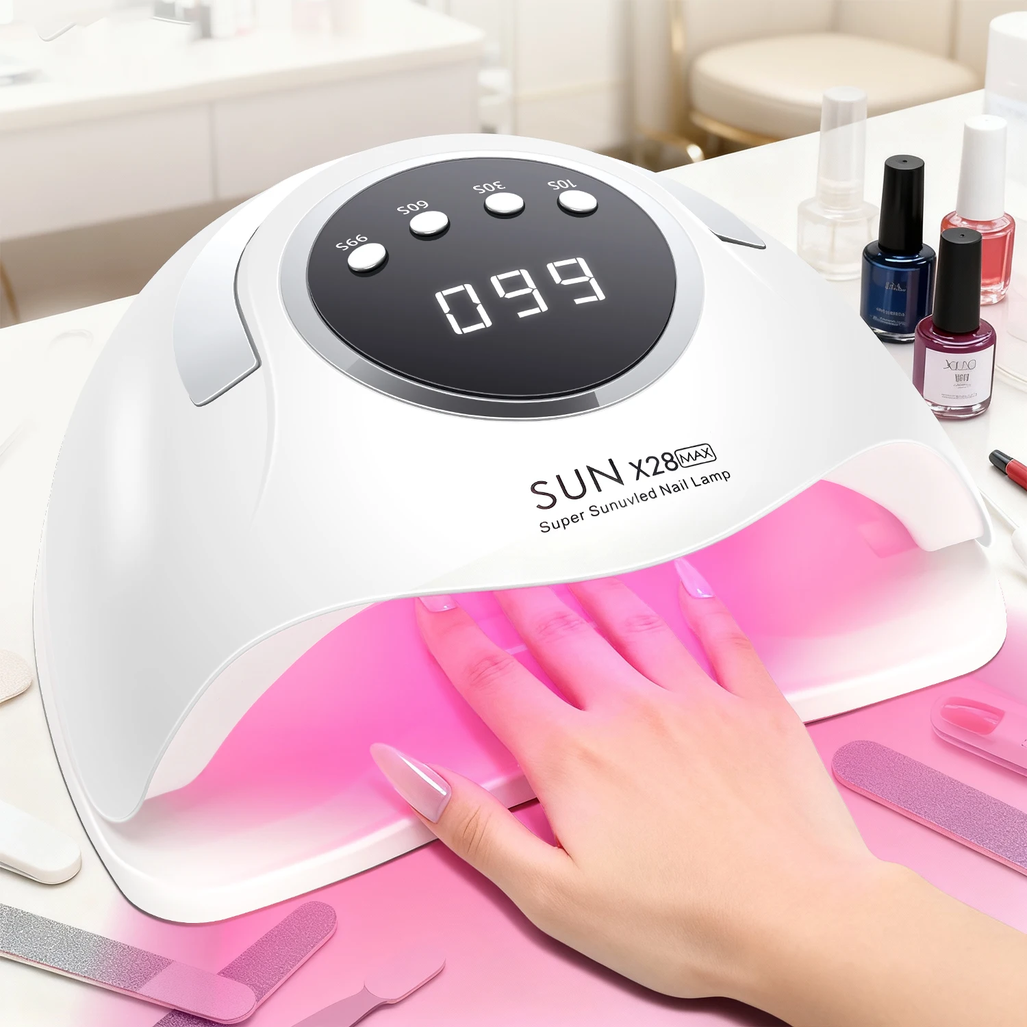 Professionelle UV-LED-Nagellampe 380 W mit 90 LEDs und 4 Timer-Einstellungen für Salon- und Heimmaniküre Image