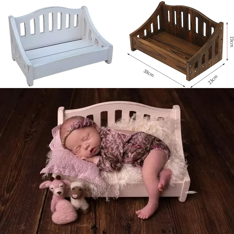 Neugeborene Fotografie Möbel Vintage Holz stuhl Bett Baby Hilfs posing Sofa Cirb Requisiten Studio Baby Foto zubehör Image