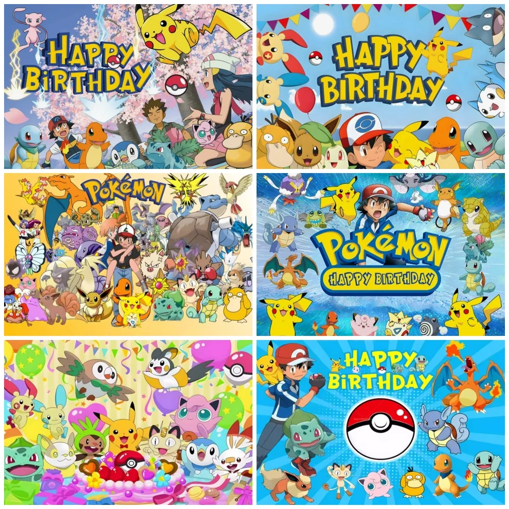 Pokemon Pikachu Tema Decorazione festa di compleanno Sfondo Sfondo cartone animato Regali per ragazzo e ragazza Forniture per baby shower Studio fotografico