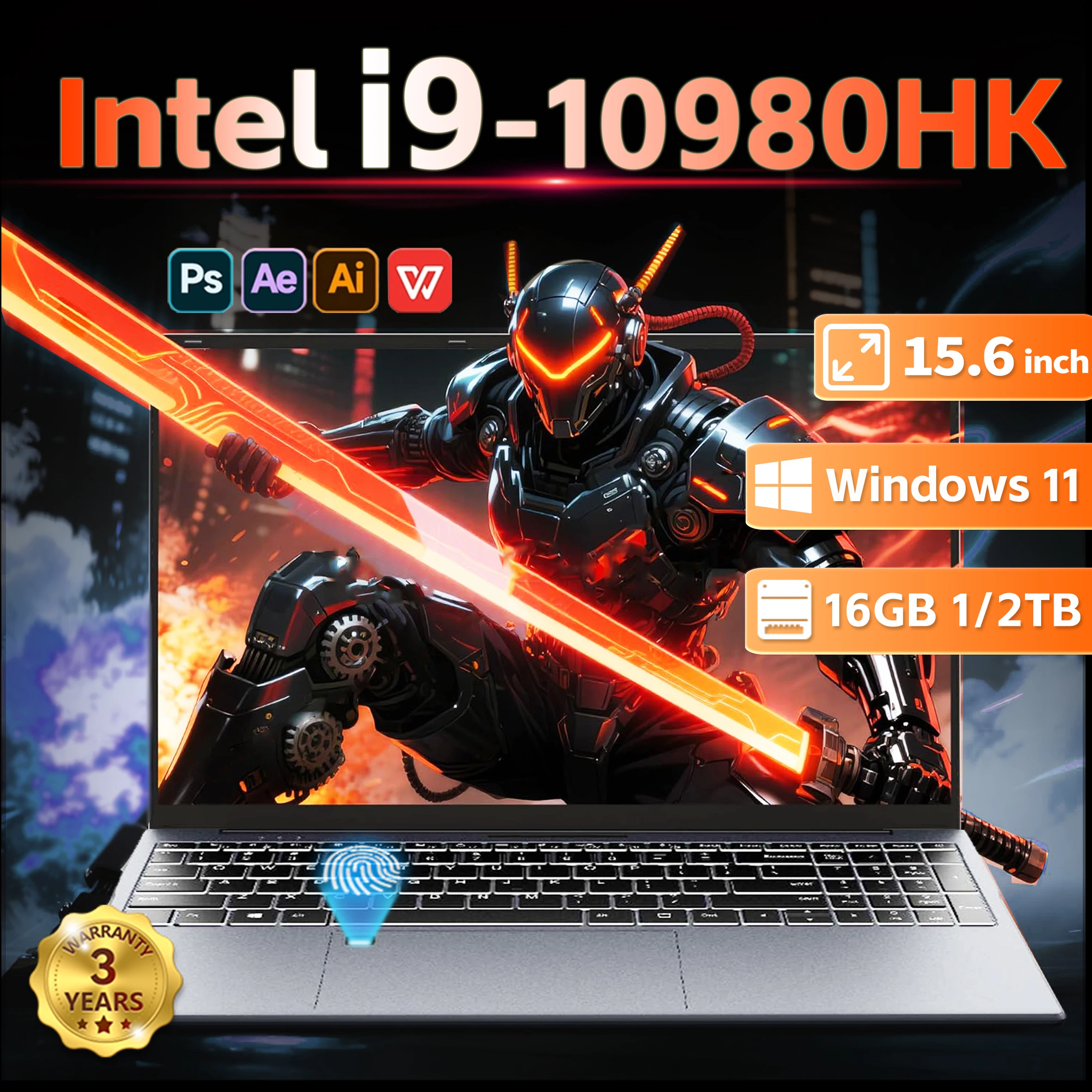 2026 Windows 11 i9 Notebook 15,6 Zoll Laptop Fingerabdruck UnIock Intel Core i9-10980HK 16 GB RAM 1 TB 2 TB SSD Office Gaming Laptops Image