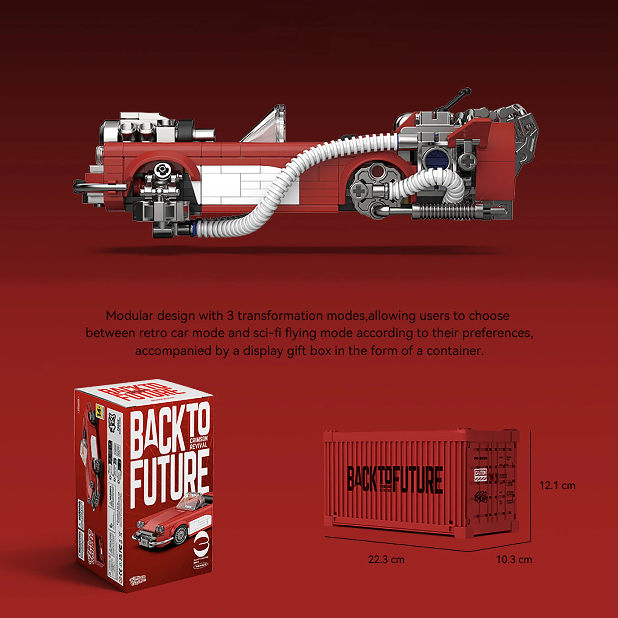 552 Stück Crimson Revival Supercar Bausteine Zurück in Zukunft PB8828 Racer Fahrzeug Autos Modell Ziegel Spielzeug für Kinder Erwachsene Geschenke Image