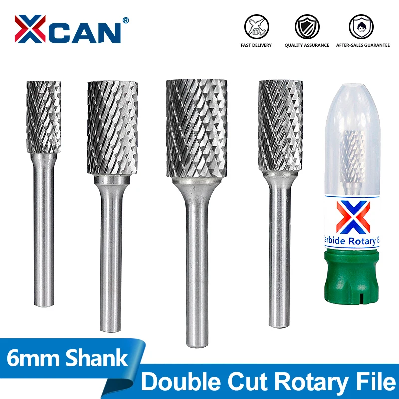 XCAN 1 Stück A Typ 6 mm Schaft Hartmetall-Frässtifte Fräser CNC-Gravur Schleifwerkzeuge für Metallbearbeitung Fräsen Polieren Image