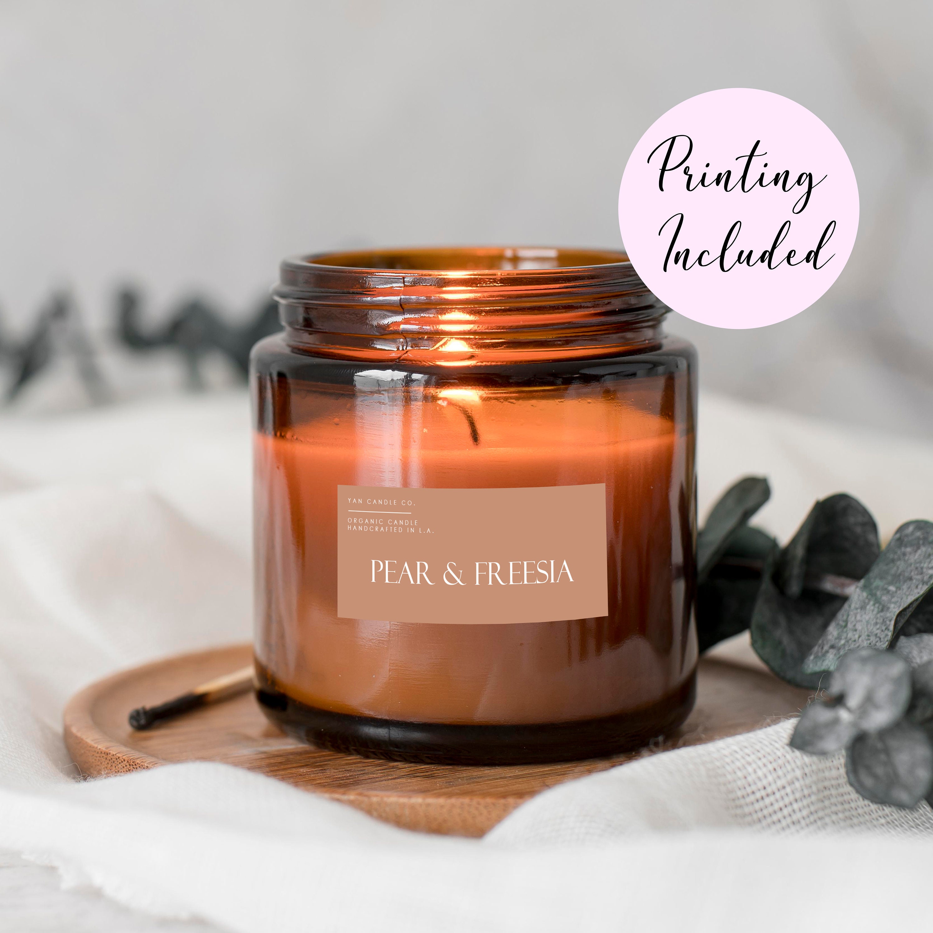 Etichette adesive personalizzate per candele / Etichette adesive minimaliste per candele / Etichette orizzontali per candele / Etichette adesive perso