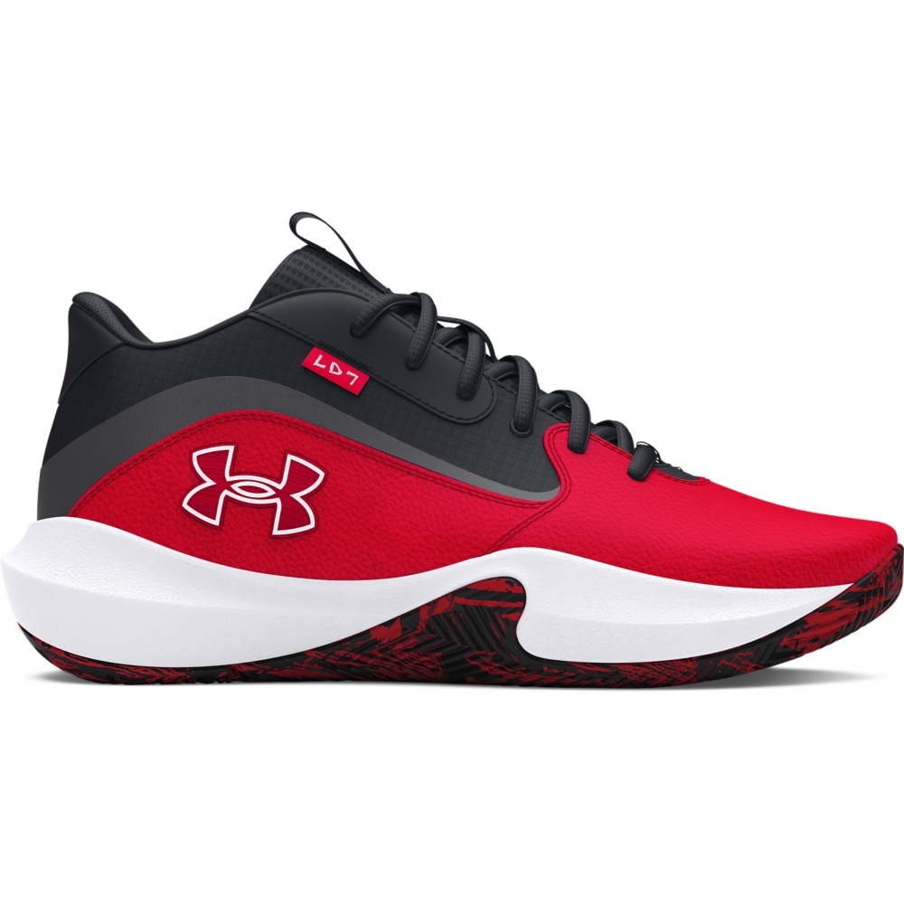 Basketballschuh UNDER ARMOUR "UA LOCKDOWN 7", Herren, Gr. 43, rot, schwarz, weiß, Leder, Synthetik, Textil, Schuhe