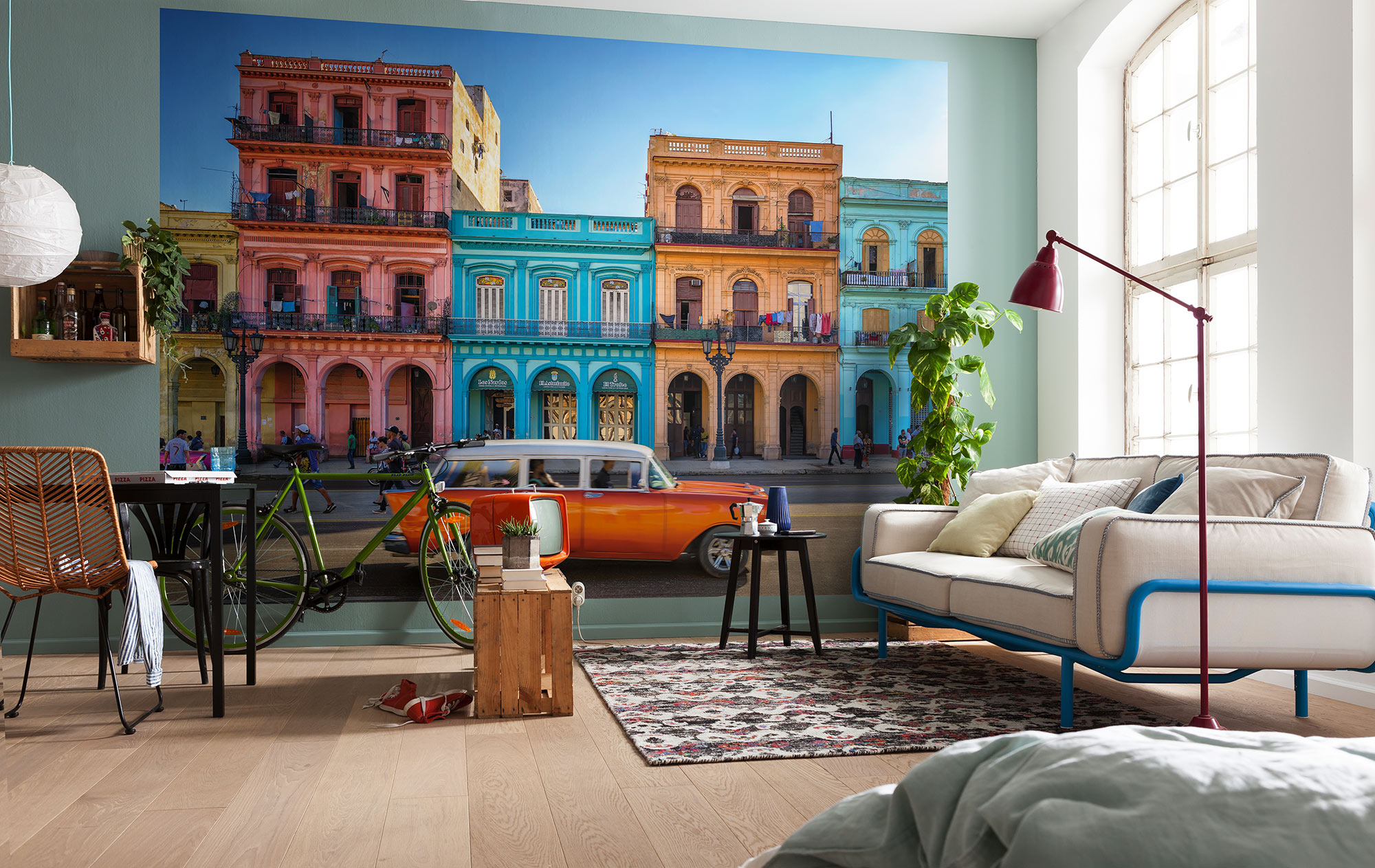 Fototapete KOMAR "Vlies Fototapete - Havana - Größe 400 x 260 cm", orange,türkis, B:400m H:260m, Vlies, Tapeten
