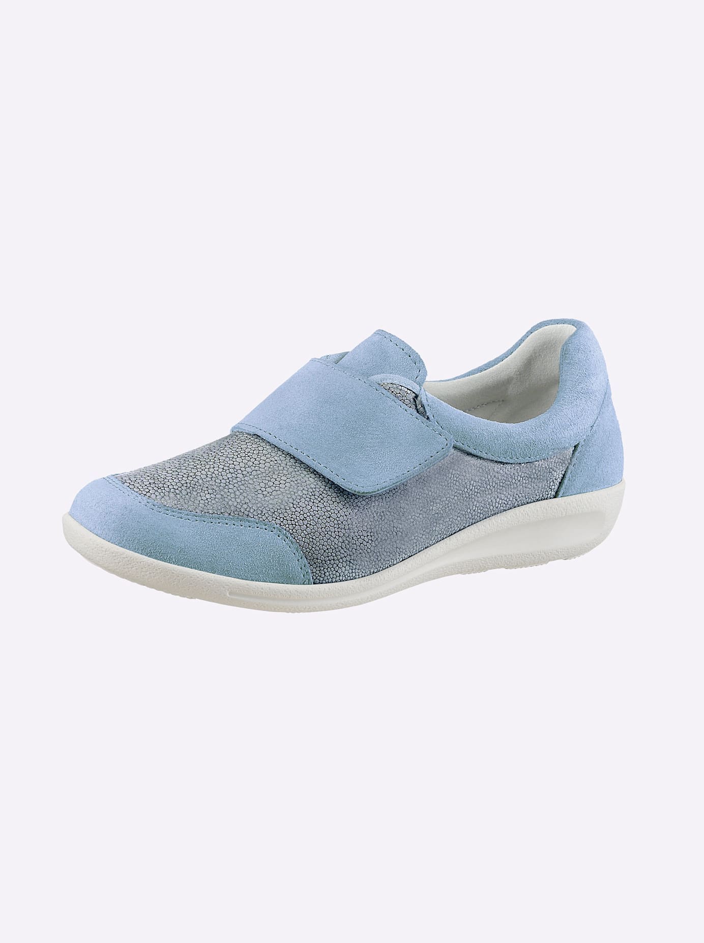 Klettschuh CLASSIC BASICS, Damen, Gr. 41, bleu, Glattleder, Nubukleder, Basic, Schuhe Klettschuh
