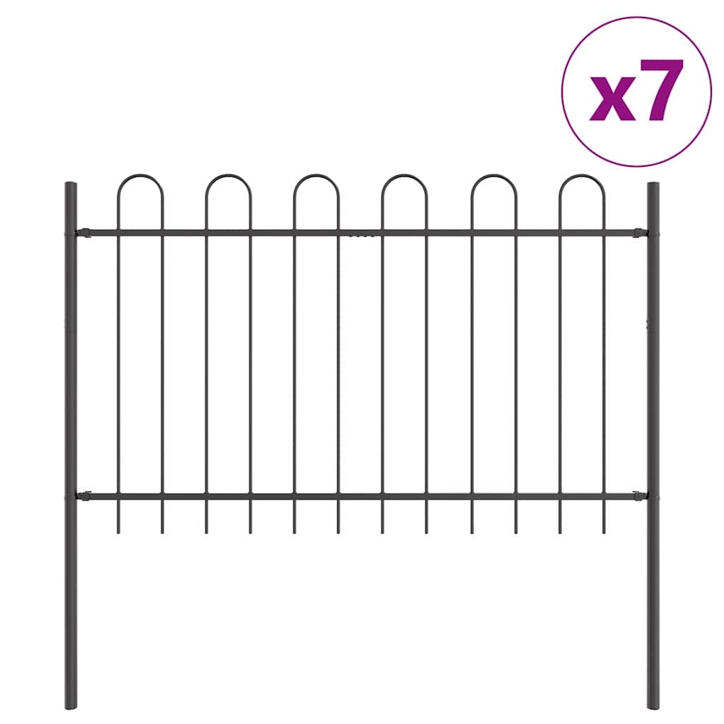 vidaXL Gartenzaun 7 pcs Grau 11,9 x 1 m Pulverbeschichteter Stahl Image