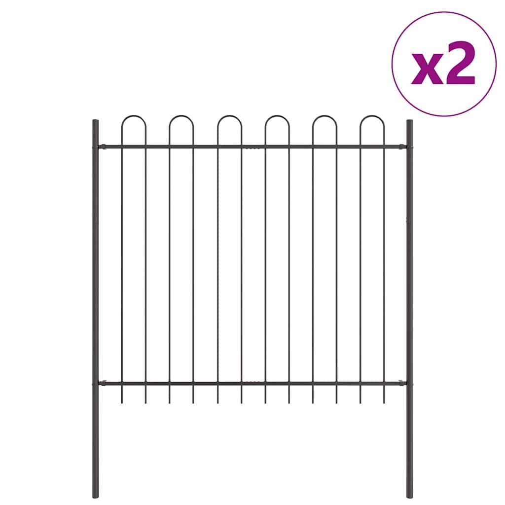 vidaXL Gartenzaun 2 pcs Grau 3,4 x 1,5 m Pulverbeschichteter Stahl Image