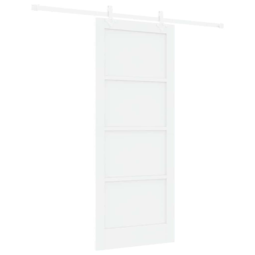 vidaXL Schiebetür Weiß 83 x 202 cm Massives Kiefernholz und Stahl Image