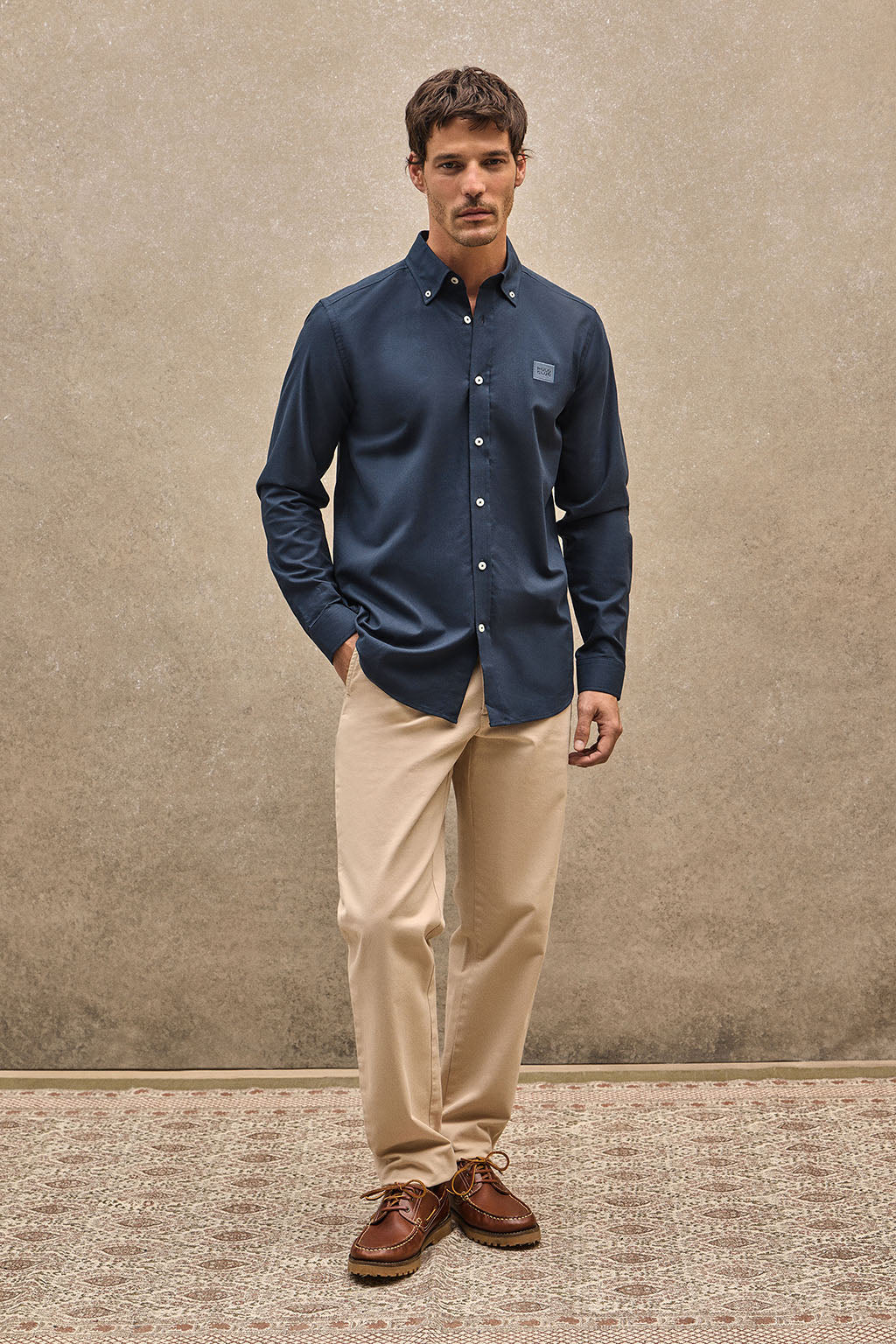 Hemd marineblau im Regular Fit mit Button-Down-Kragen und Polo Club Logo Image