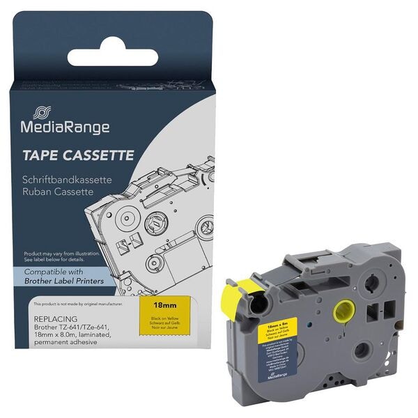 MediaRange Schriftband ersetzt brother TZe-641 schwarz auf gelb, 1.8 cm Image