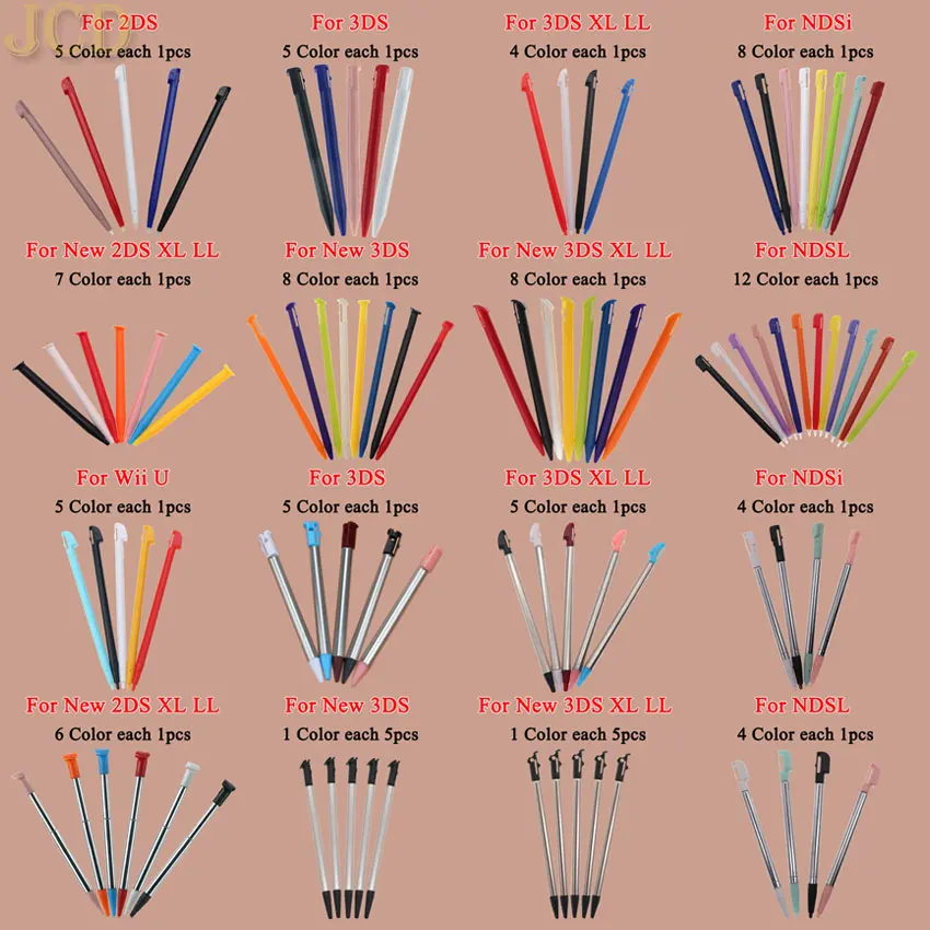 JCD Metall Teleskop Stylus Kunststoff Stylus Touchscreen Stift Für NDS NDSL NDSi WIIU 2DS 3DS XL LL Neue 3DSXL 3DSLL 2DSLL 2DSXL Image