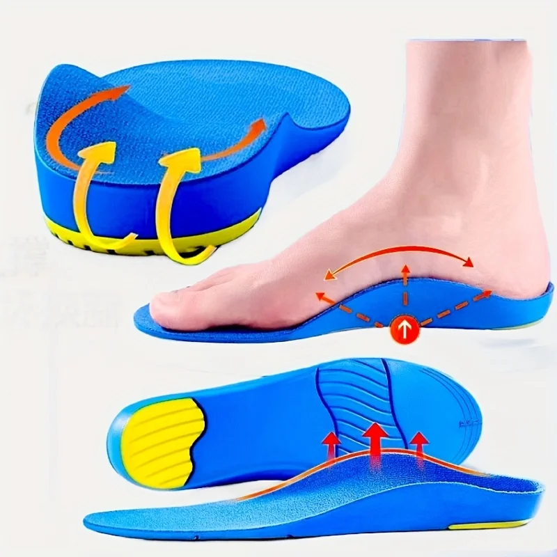 1 Paar Unisex-Einlegesohlen zur Unterstützung des Fußgewölbes mit U-förmiger Fersendämpfung, Stoßdämpfung und Atmungsaktivität – weiche, gepolsterte Einlegesohlen Image