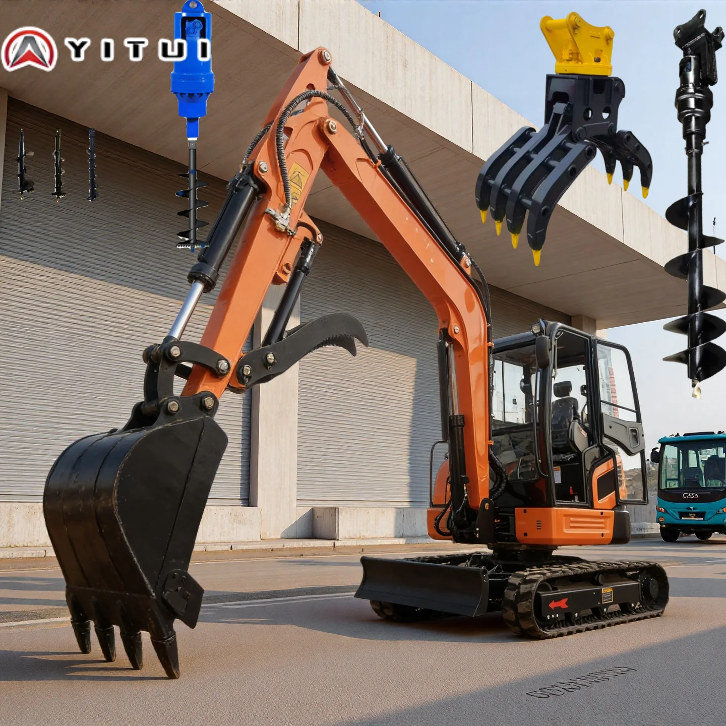 Maßgeschneiderter Haushalts-Minibagger, kleiner 2,6 Tonnen-Bagger mit elektrischem Start für Gartengräber und Gartenrenovierung Image