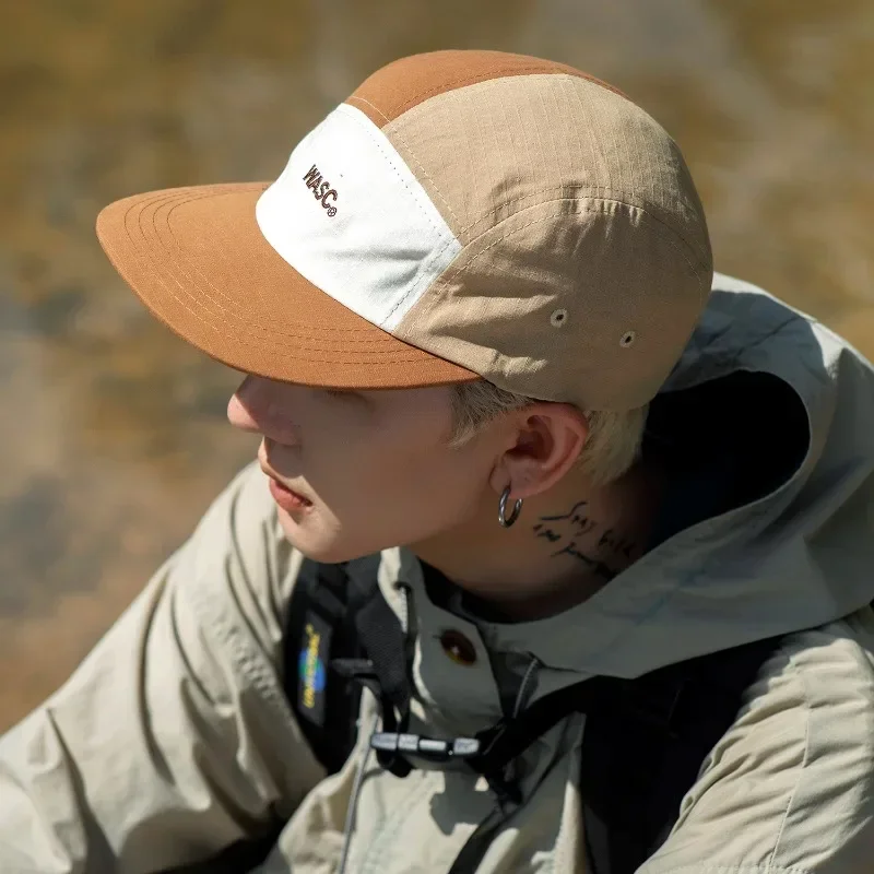 Japanische 5-Panel-Patchwork-Farbe Hip Hop Skateboard Baseball Caps Sommer Sonnenschutz Outdoor Quick Dry Camping Street Cap Image