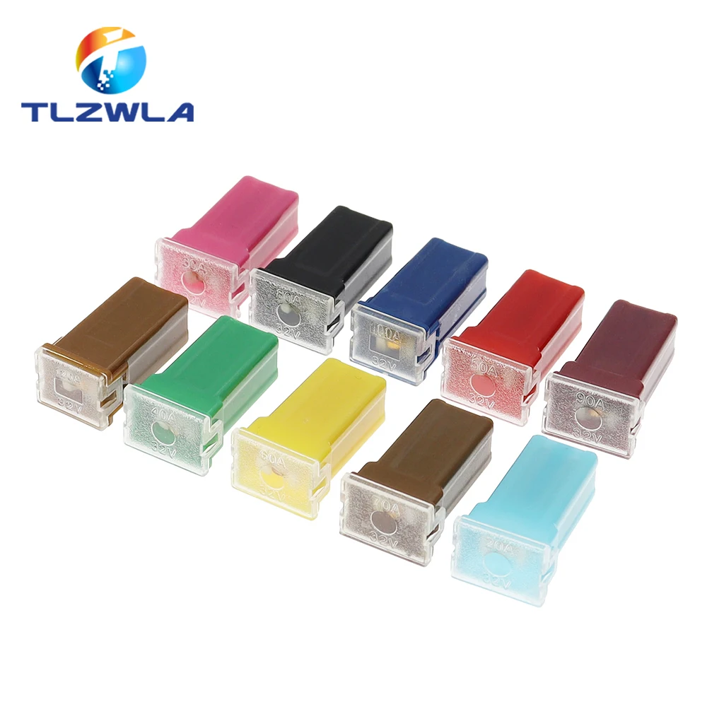 1PCS 20A 25A 30A 40A 50A 60A Insurance Auto Square Fuse Tube for Car Air Conditioning Insurance Fan