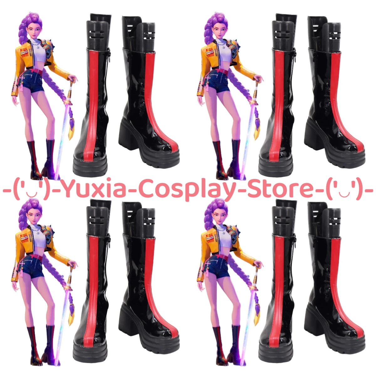 Yuxiacosplay! Rumi Cosplay Schuhe Anime Spiel Charakter Prop PU Leder Stiefel Halloween Karneval Party Kostüm