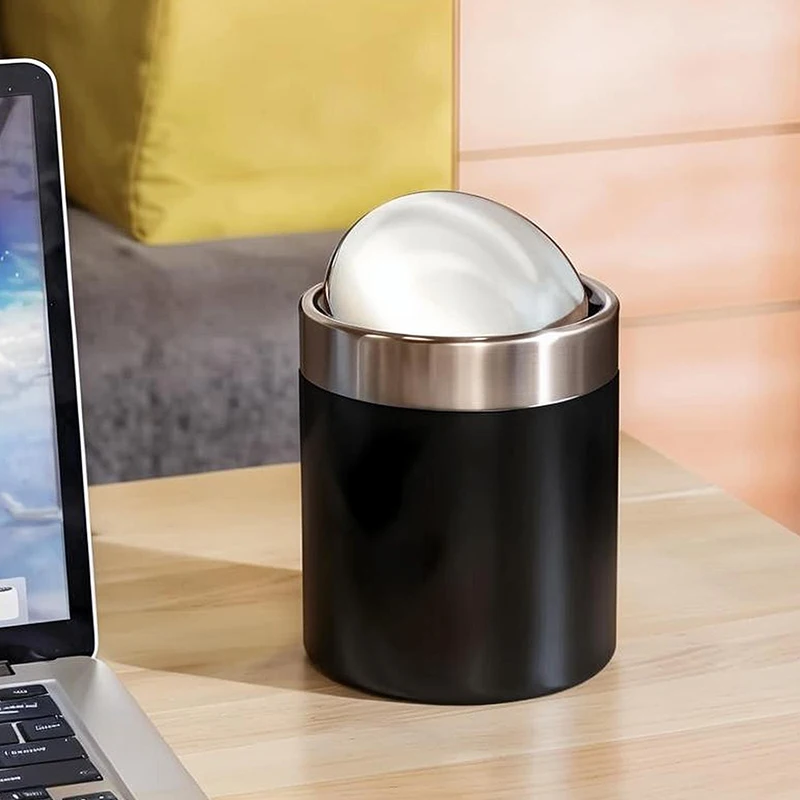 Mini-Desktop-Mülleimer mit Schaukeldeckel, Schreibtisch-Aufbewahrungsbox, Müllabfallbehälter-Organizer für Badezimmer, Büro, Küche, Couchtisch