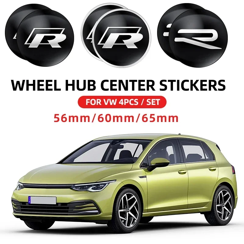 4 stücke 56mm 60mm 65mm Auto Emblem Radnabe Center Cap Aufkleber Für Volkswagen Tiguan Bora POLO PASSAT CC Touran GOLF Jetta Arteon Image