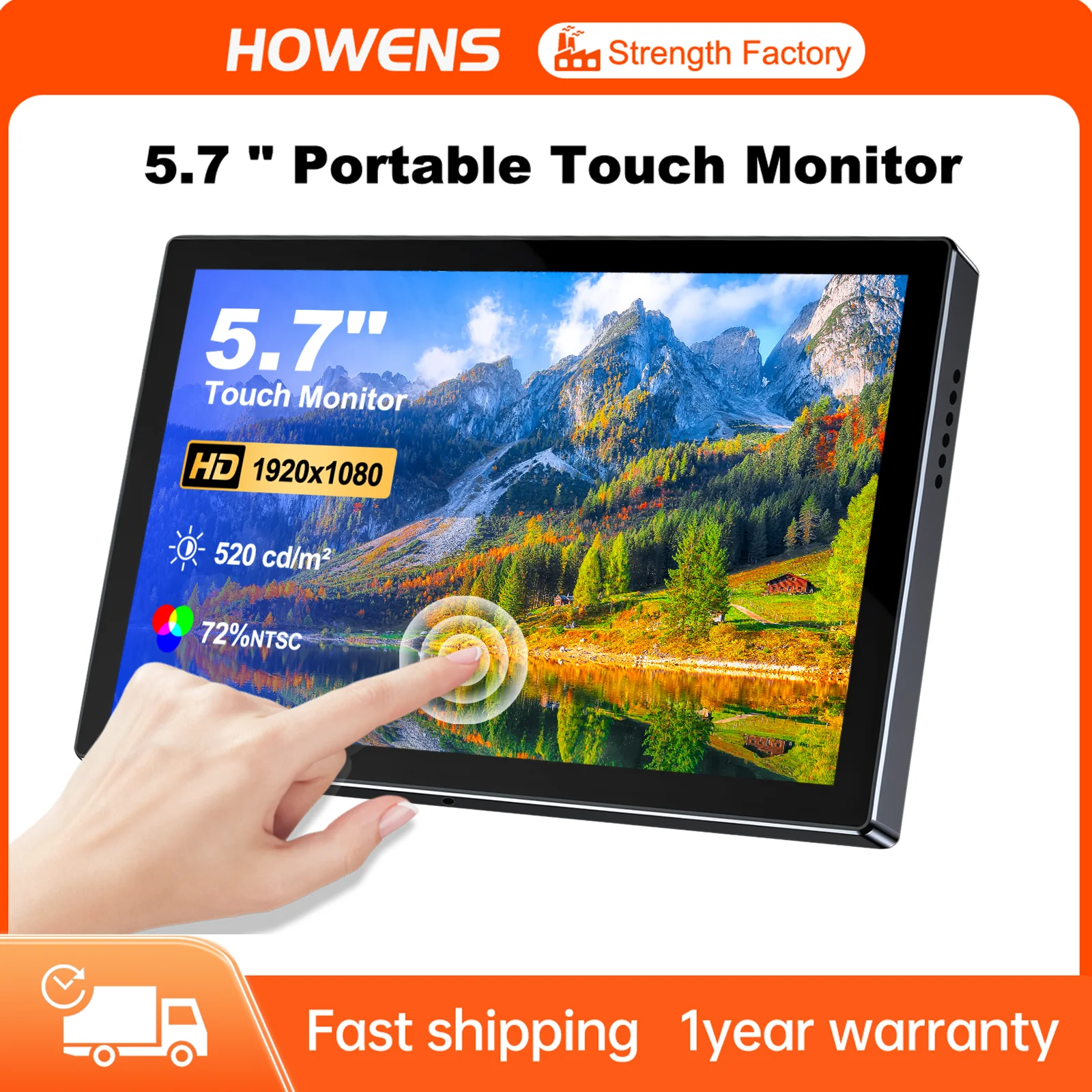 Howens 5,7 Zoll 1920 x 1080 Touchscreen-Monitor Typ C USB HDMI-Konnektivität für Mini-Display-Computer Image