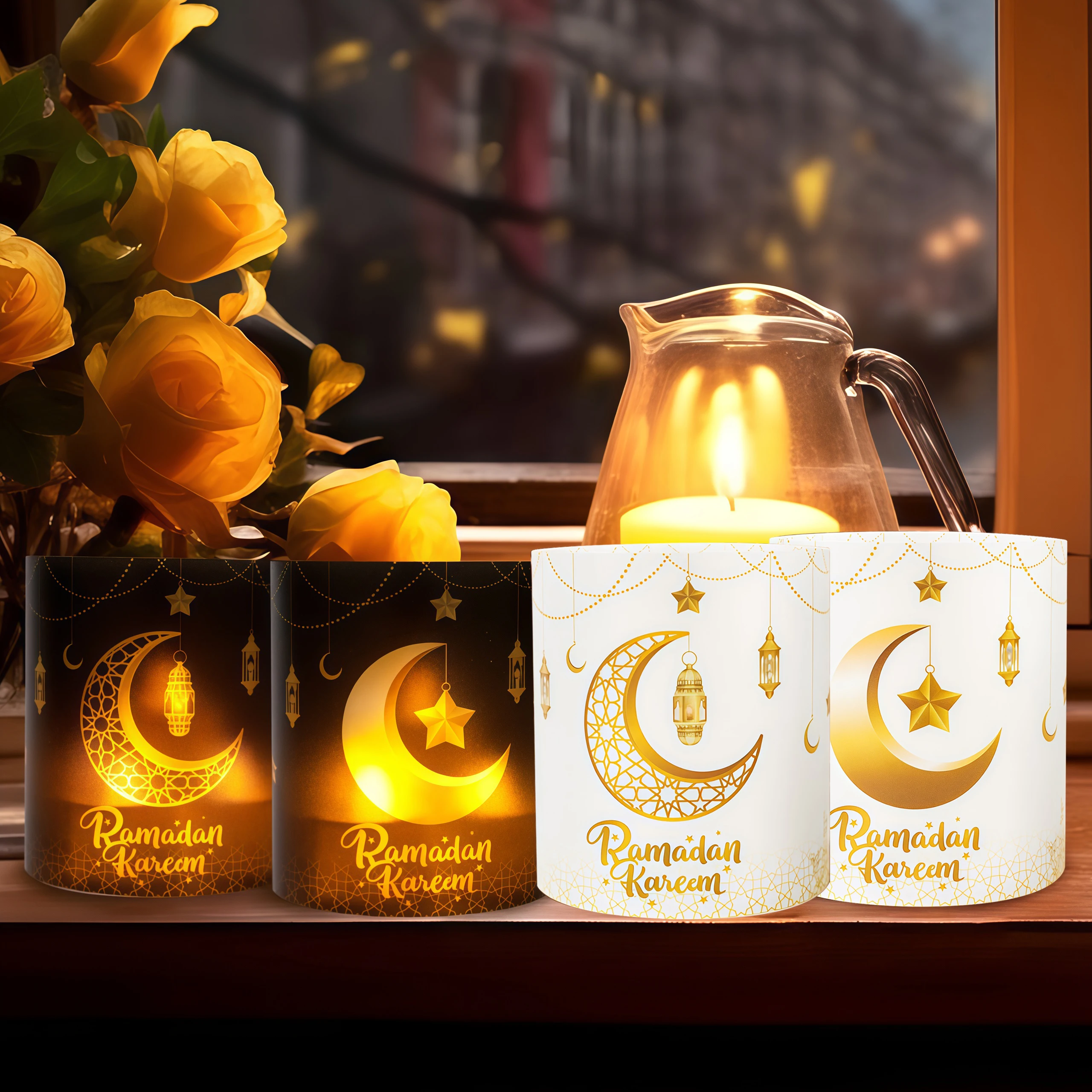 6 stücke/3 stücke Ramadan Mubarak Lampenschirm EID Mubarak Dekor Für Home Papier Laterne Keine Lichter Ramadan Kareem Party geschenke