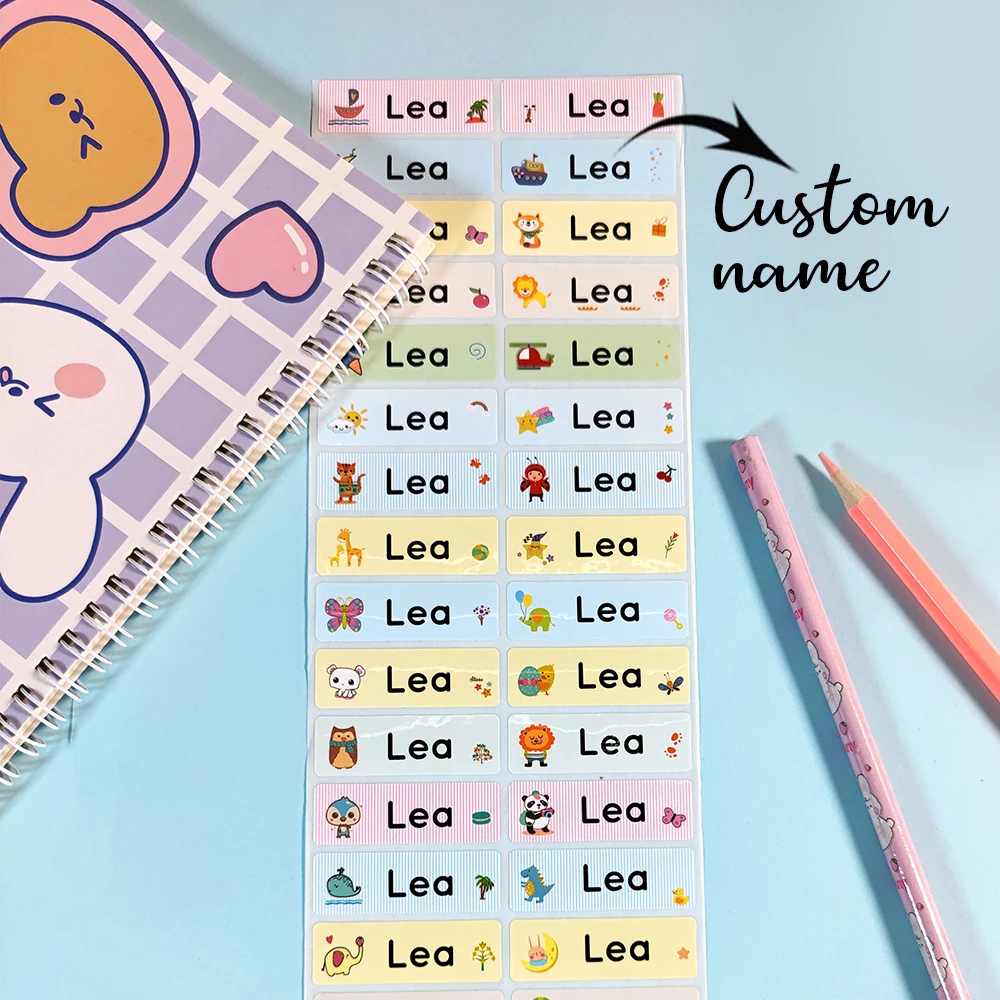 60 Stück/120 Stück/180 Stück/240 Stück Personalisierung, individuelle Text-Namensschilder, personalisierte wetterfeste Namensaufkleber für Outdoor-Flaschen und Image