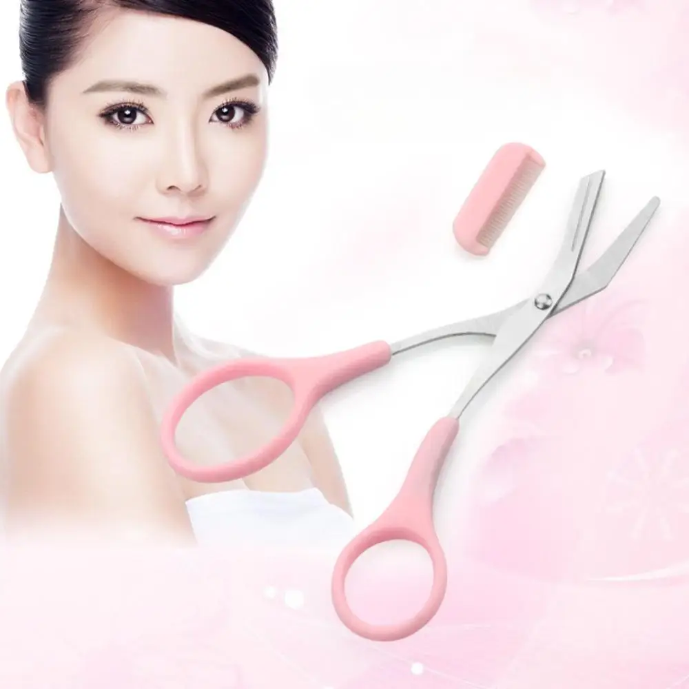 Augenbrauen-Trimmschere aus Edelstahl mit Kamm, sicheres Make-up-Werkzeug zum Trimmen der Augenbrauen, präzise Schaffung perfekter Augenbrauenform Image