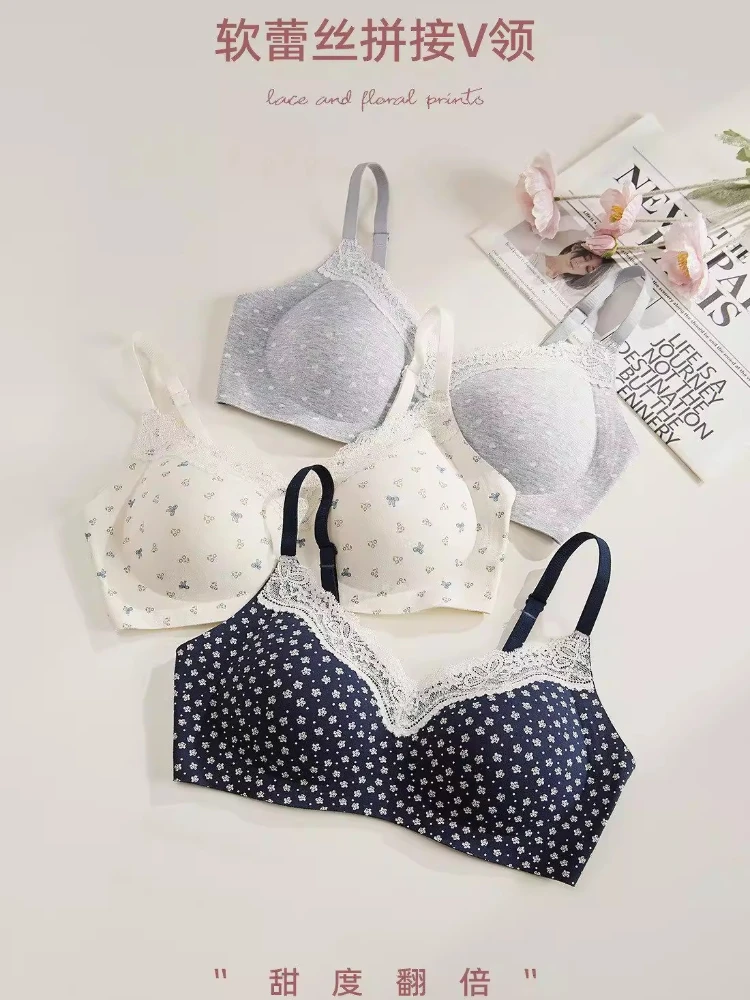 Heißer Verkauf Spitzen-BH-Set im japanischen Stil, für kleine Brüste, kabellos, Push-Up, weich, bequem, Dessous, Schönheitsrücken, Größen MOYISU M-XL