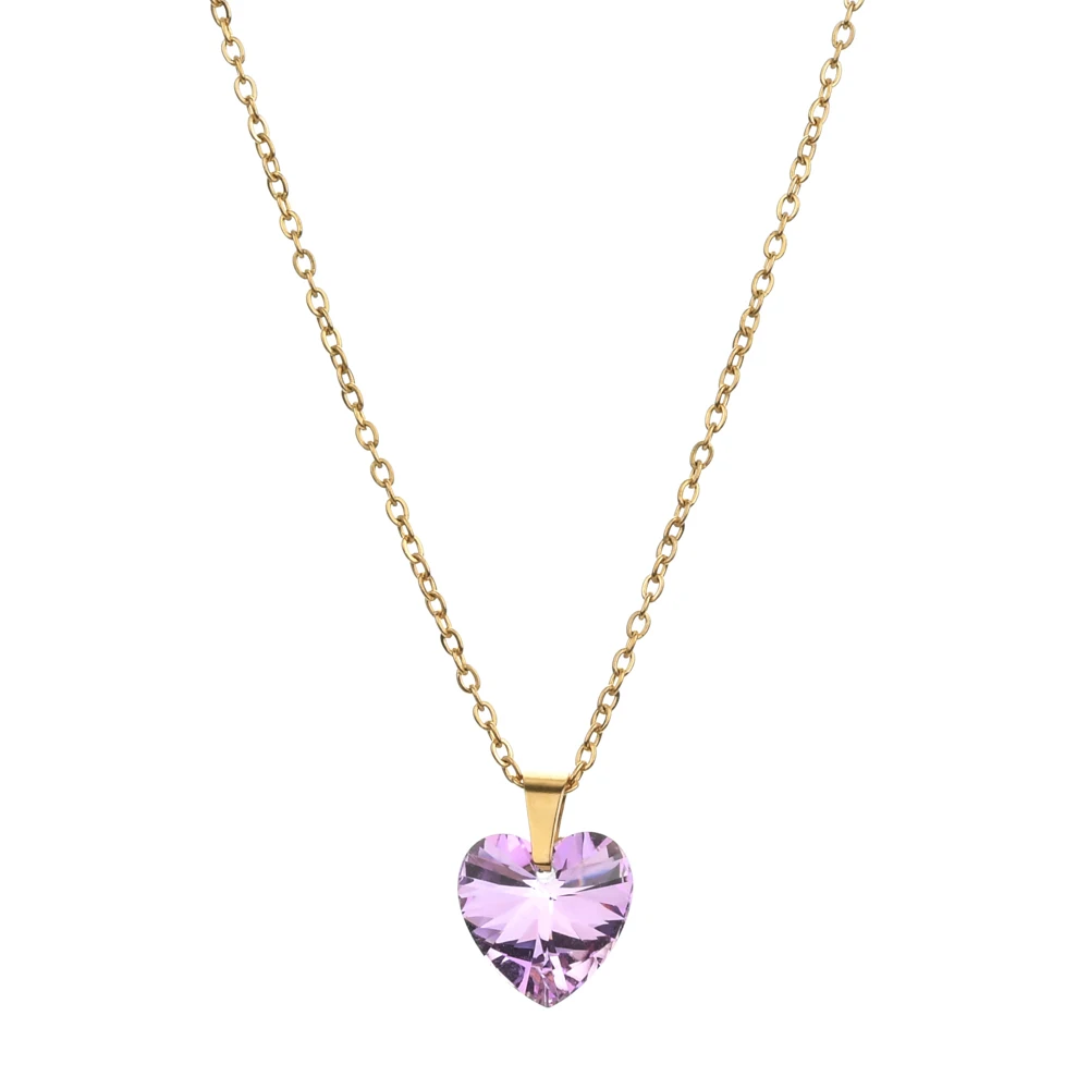 ZMZY Catena in acciaio inossidabile Cristalli CZ Collane a cuore Pendenti per donne Collana regalo per ragazze Accessori per clavicola da donna Moda