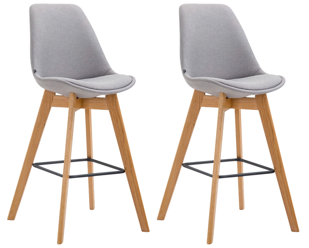 DELUKE 2er Set Barhocker GIKAR - Stoff Grau 48x56x112 cm | Barstuhl Mit Lehne Tresenhocker Tresenstuhl Kneipenhocker Kneipenstuhl Image