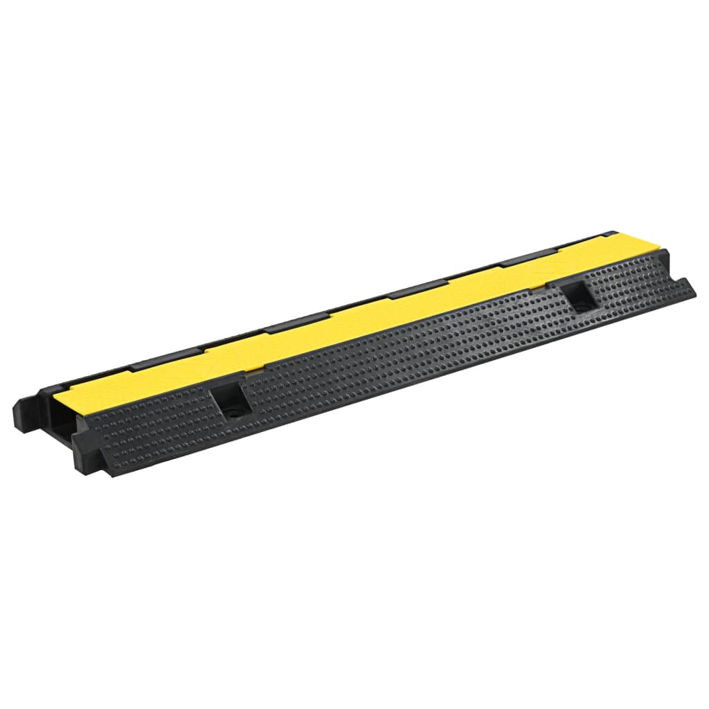 DELUKE Kabelbrücke LOTA 2 Kanäle Gummi 90x58x9 cm | Überfahrschutz Bodenschwelle Kabelkanal Rampe für PKW & LKW Image