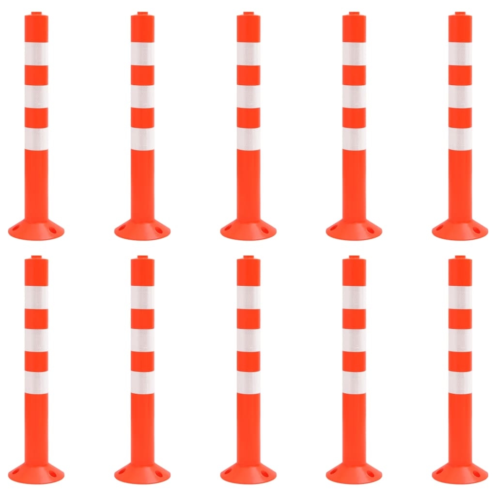 DELUKE Verkehrspoller GREOT 10er Set Kunststoff 75 cm | Kunststoffpfosten Kettenständer zum Absperren Image