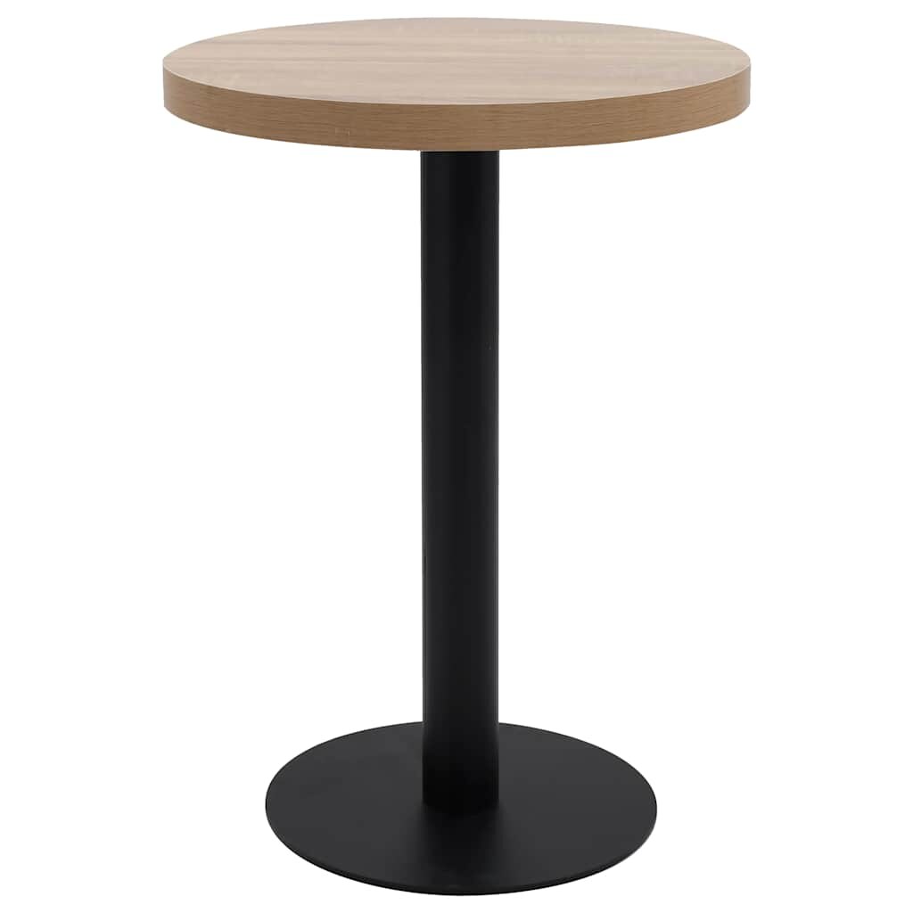 DELUKE Bistrotisch FLORI rund Hellbraun/Schwarz 60 cm MDF | Esstisch kleiner Tisch Cafe Gartentisch Balkontisch Outdoortisch Image