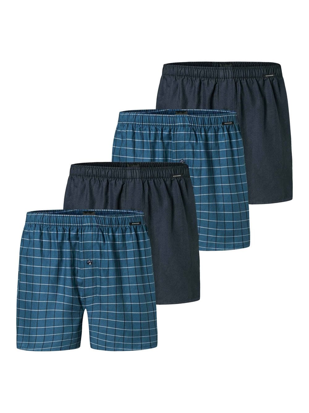 Schiesser Web-Boxershorts 4er Pack Herren blau, L Image