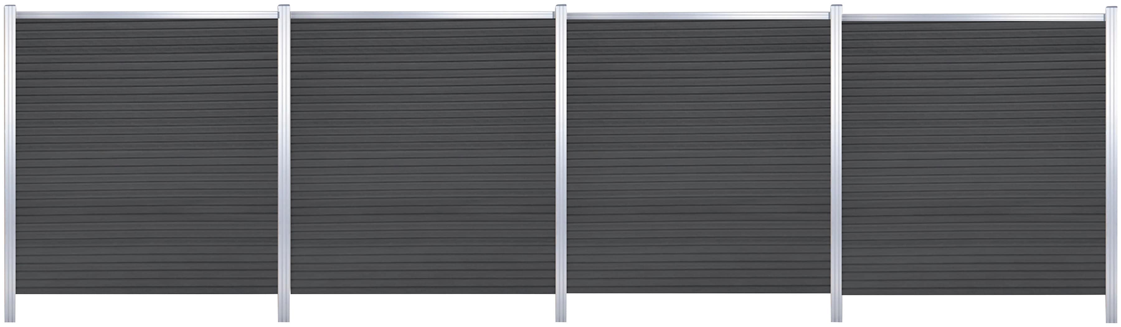 Sichtschutzelement TETZNER & JENTZSCH "WARREN 2", braun (schwarzbraun), H:180cm, Aluminium, WPC (Holz-Kunststoff-Komposit), Zaunelemente, pflegeleicht, coextrudierte Oberfläche, Design-Oberfläche