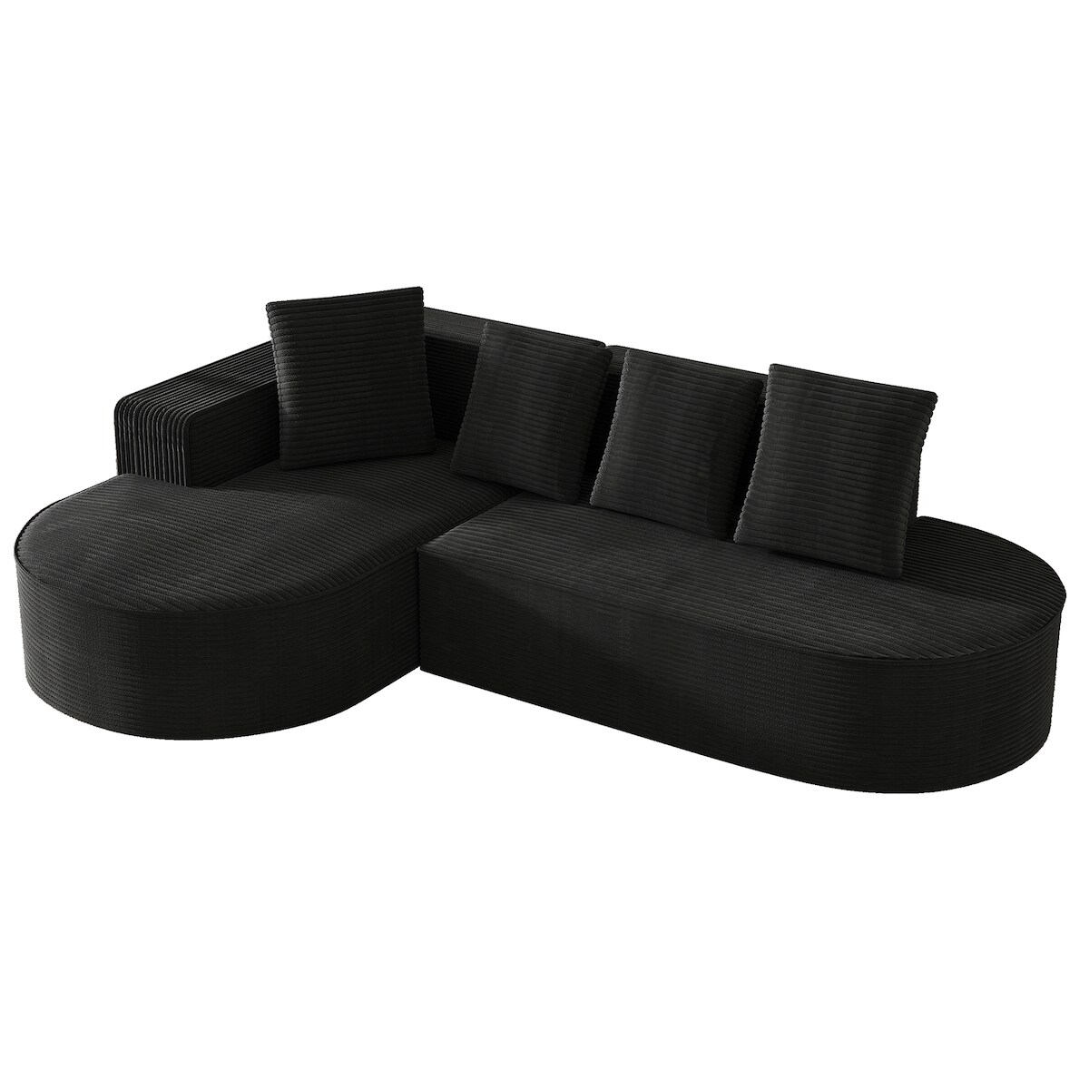 OKWISH Modulares Kombinationssofa Couch Polstersofa 241x69x67 Cord tiefes Sitzkissen weich bequem modern platzsparend ohne Montage für Wohnzimmer Schwarz Image