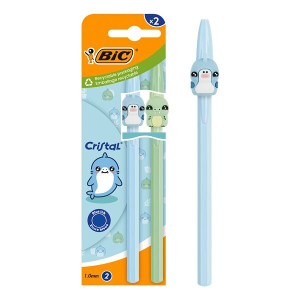 BIC Kugelschreiber »Cristal Figurines blau grün« dokumentenecht 2 Stück blau Image