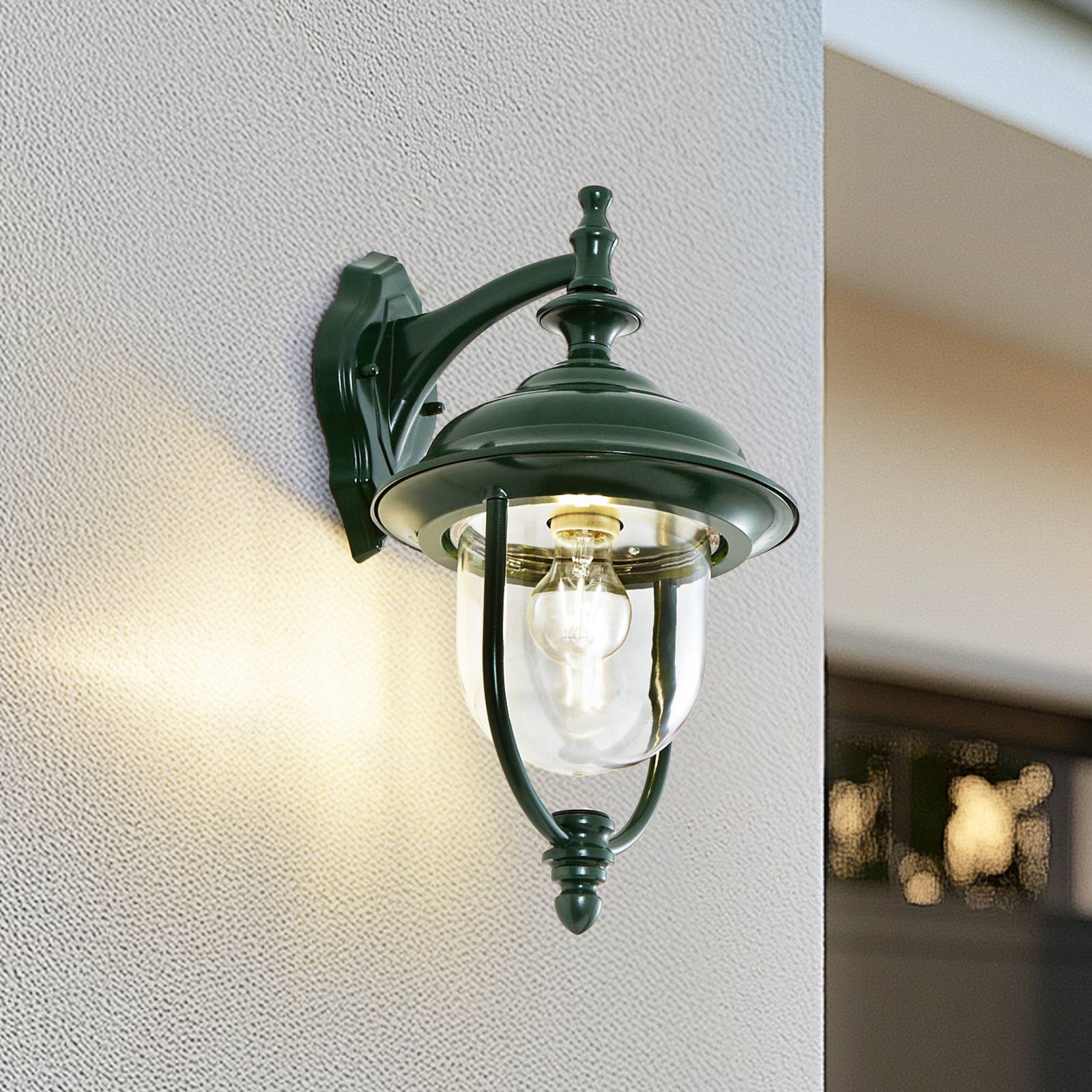 Aussenwandleuchte Clint Lindby, dimmbar, grün, Aluminium, Vintage, Wandleuchte außen