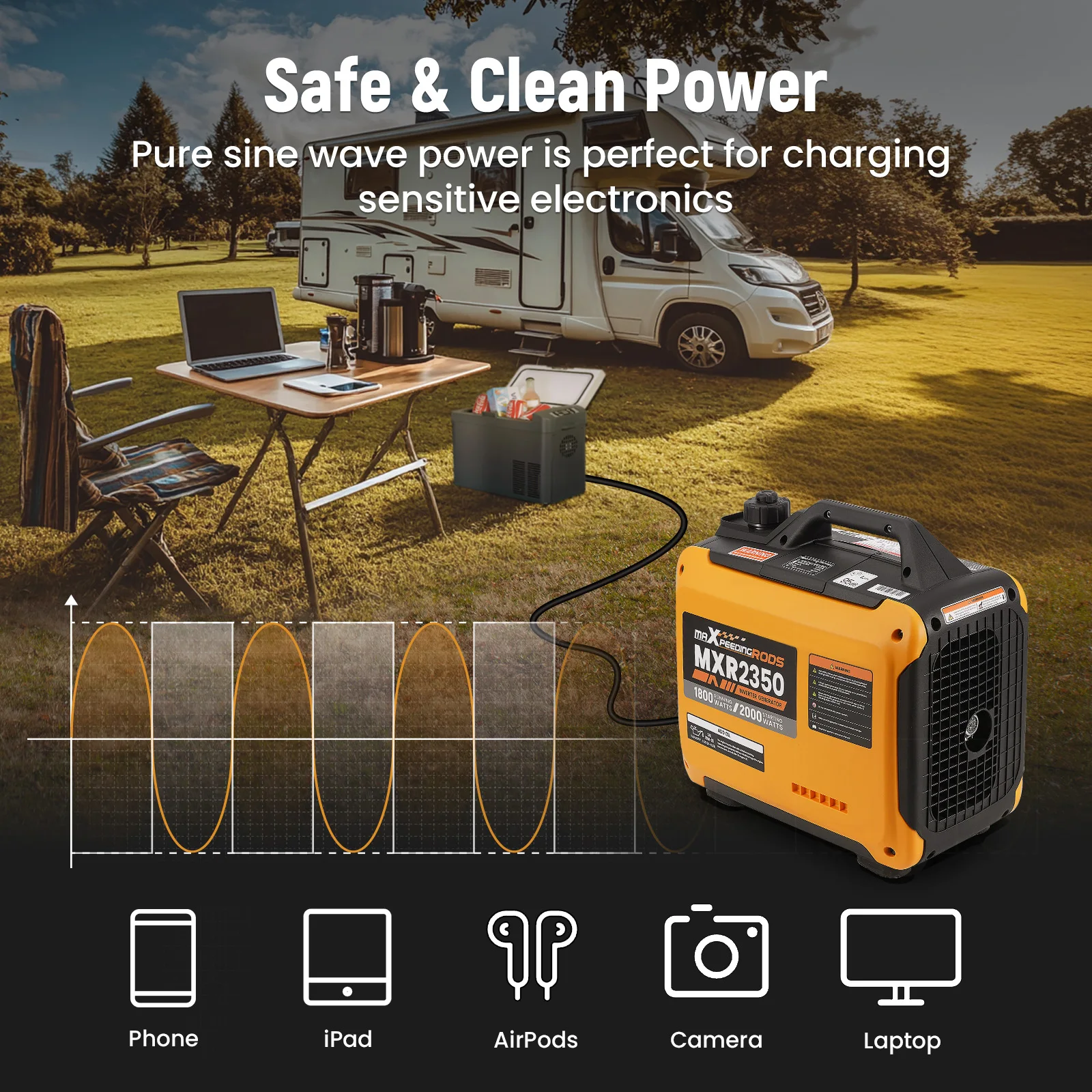 Tragbarer 4-Takt-Inverter-Generator 2 kW 230 V mit USB-Anschluss für Camping für Wohnmobile Image