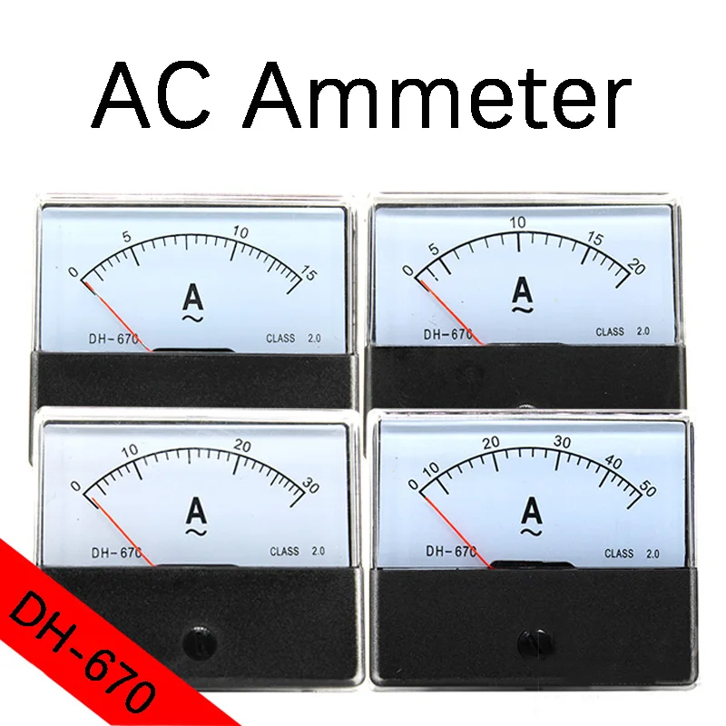 DH670 Analog Amp Panel Meter Strom Amperemeter Mechanischer Zeiger 1-500A AC Amperemeter DH-670 Image