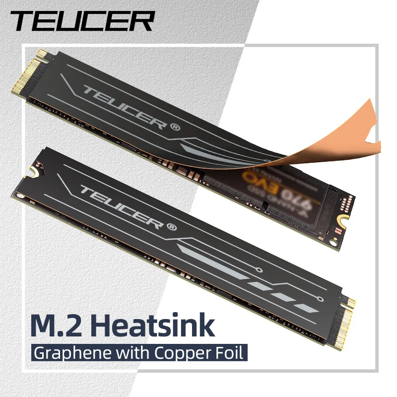 TEUCER Graphen-Kupferfolie M.2 SSD-Kühlkörper, NVMe NGFF 2280 Graphen-Kühler SSD-Kühler für Laptop PC PS5 2280 Laufwerk 2er-Pack Image