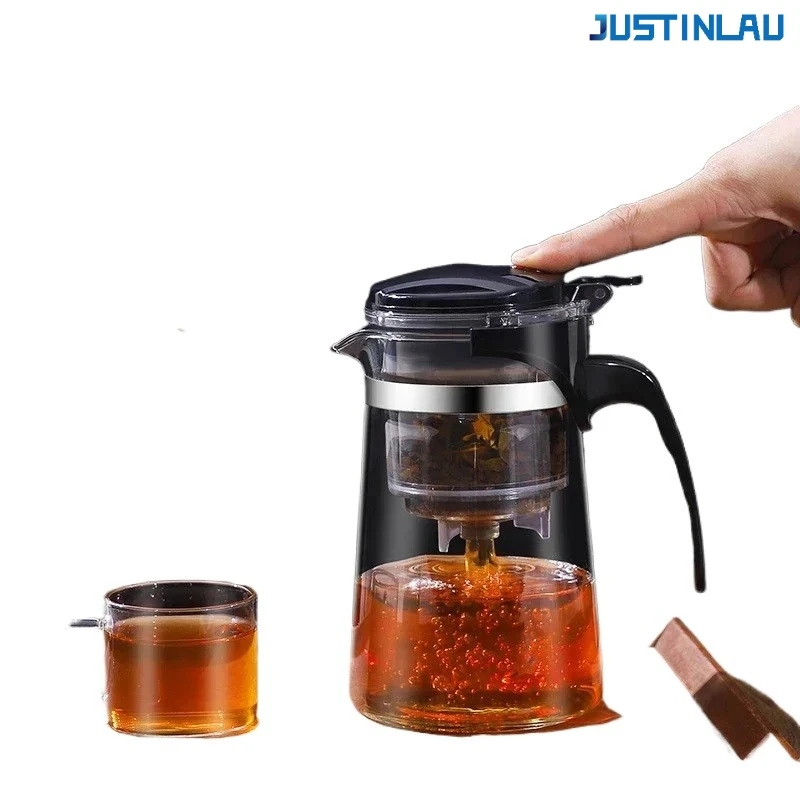 JUSTINLAU Glass Coffee Pot Press To Filter Tea Water Separator Household Office Filter Tea Maker Kung Fu Teaware Holiday Teapot