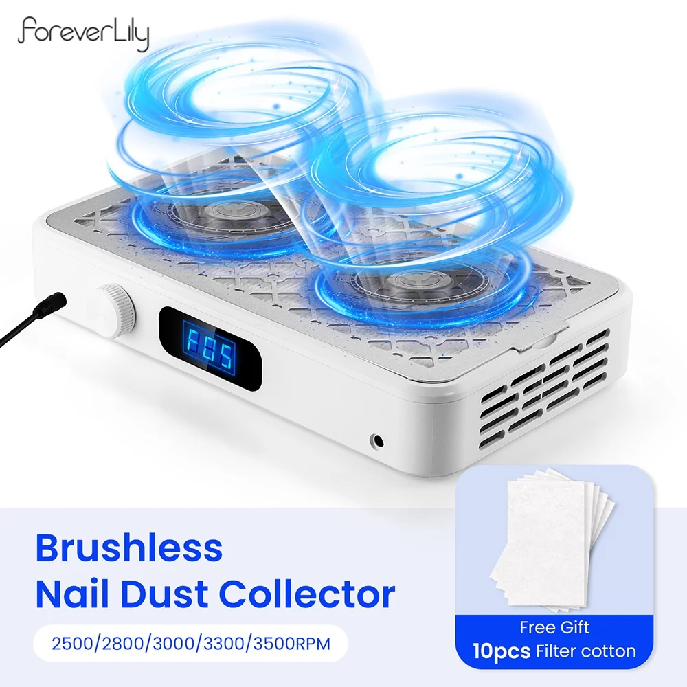 2500/2800/3000/3300/3500 U/min Geschwindigkeit einstellbarer bürstenloser Nagelstaubabsauger Leistungsstarker Twin Turbo Vakuum-Nagelstaubsammler Image