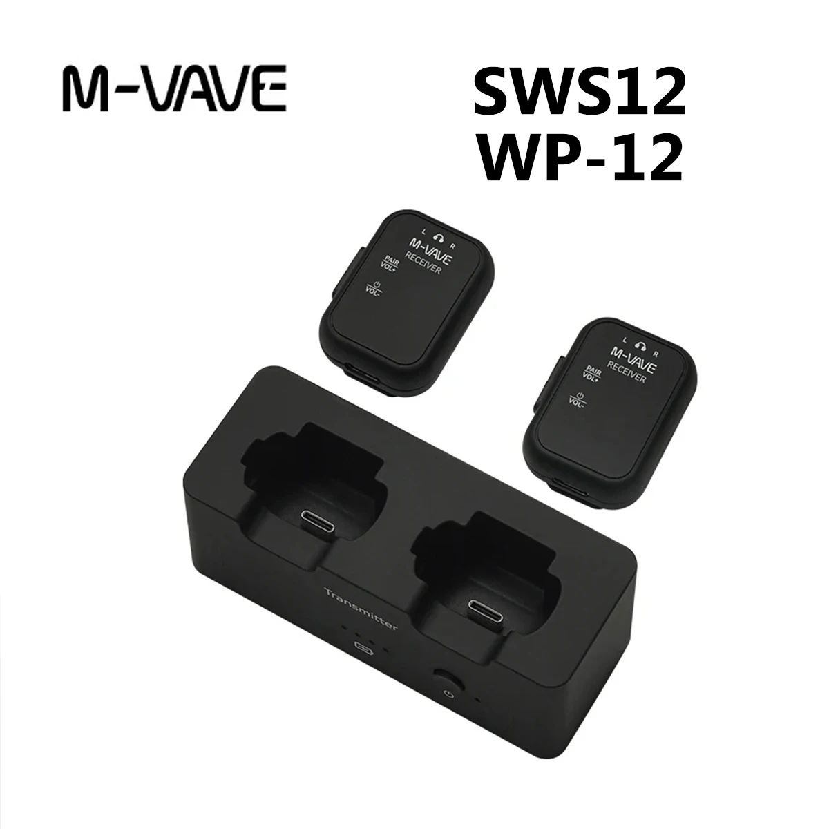 Sistema di monitoraggio in-ear wireless M-VAVE WP-12, 2.4GHz, monitoraggio a latenza ultra-bassa, batteria da 24 ore per palcoscenico e studio