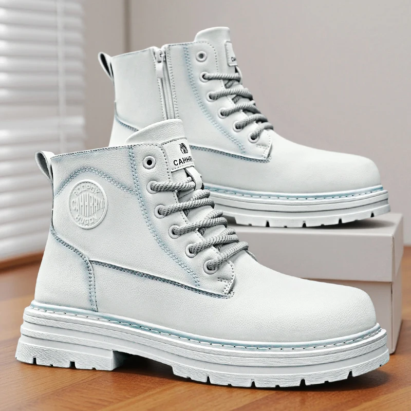 Modische Herrenstiefel mit Samt-High-Top, große gelbe Stiefel, kleine gelbe Stiefel, Arbeitskleidungsstiefel, Schuhe mit großer Spitze, Herrenschuhe,